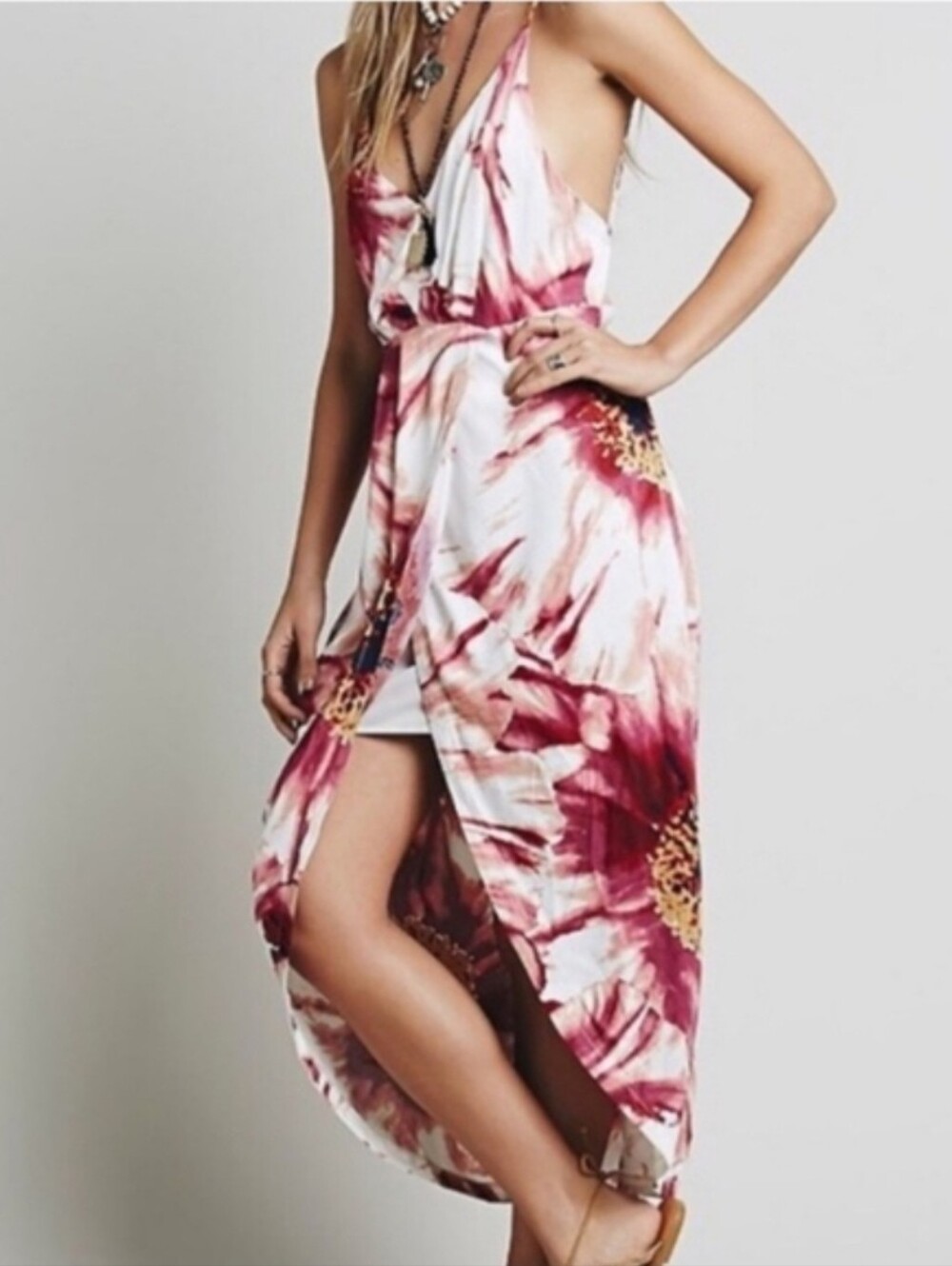 Free People Intimately Harper Maxi Tulip Hem Dress Burgundy Red Colors Bohimian